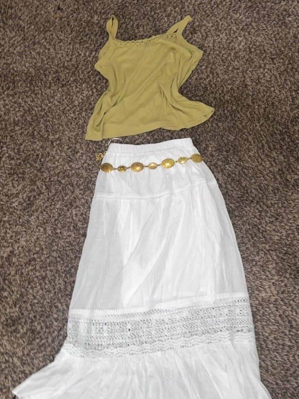 Bohemian White Lace Maxi Skirt - Boho Cottagecore Size S